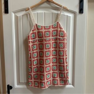 Zara Boho Multi Crochet Mini Dress Festival Large